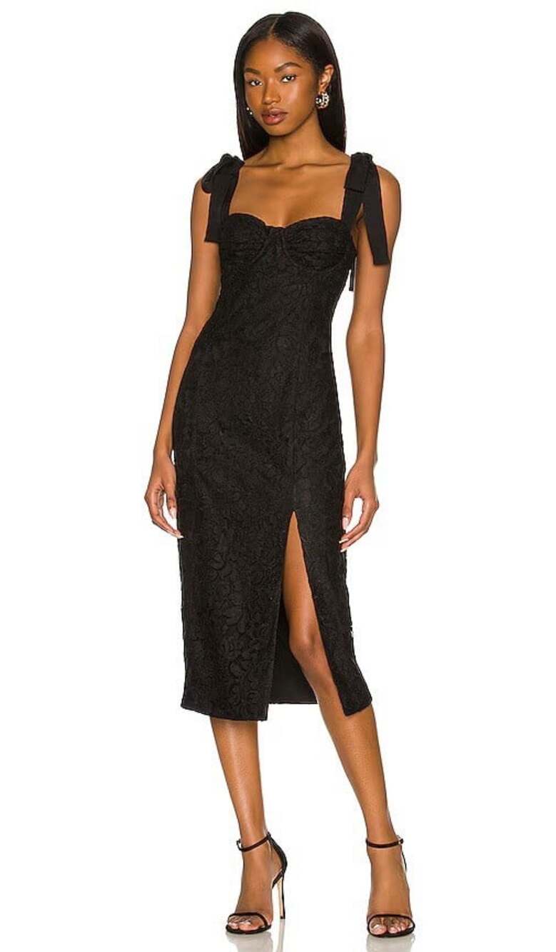NWT Lovers And Friends Mary Kate Black Lace Midi Dress Size M Sweetheart $238
